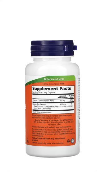 NOW Green Tea Extract 400 mg, 100 капсул