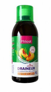 Дренажний напій зі смаком персика - зеленого чаю Milical Draineur Ultra для детоксу та схуднення, 500 мл
